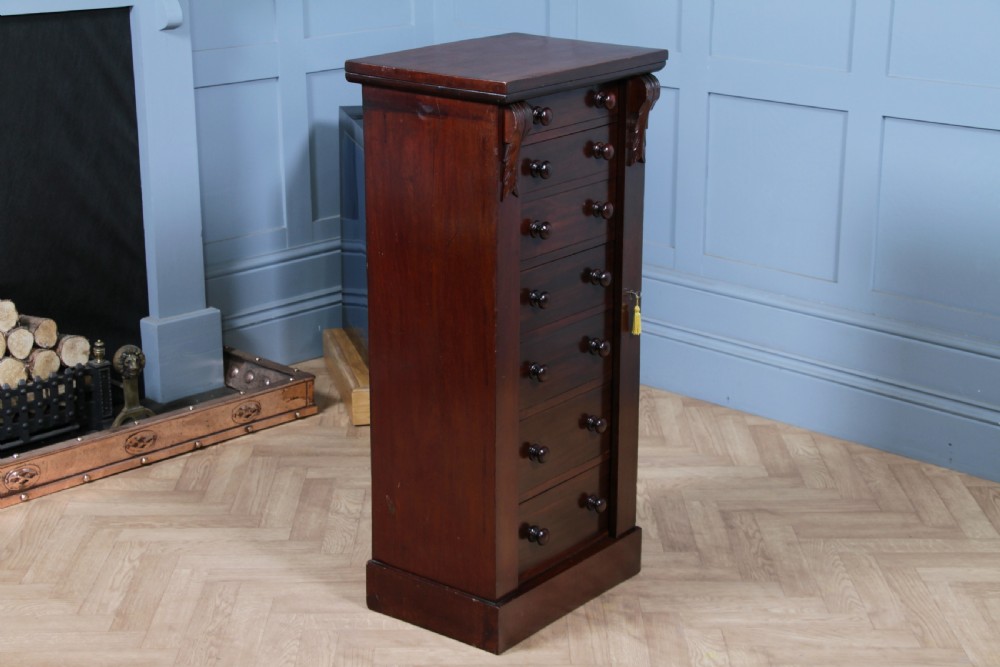 Original Antique Victorian Mahogany Wellington Chest of 7 Drawers C1870 View XVII