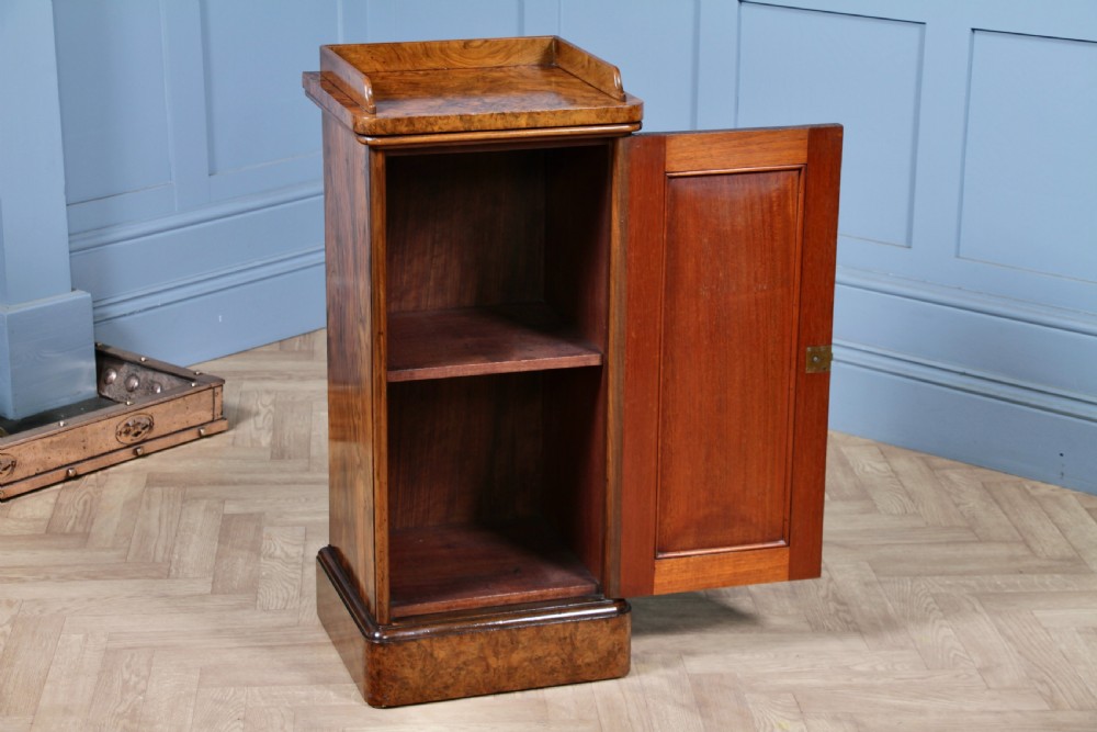 Outstanding Victorian Holland & Sons Burr Walnut Bedside Cupboard 1870 View VI