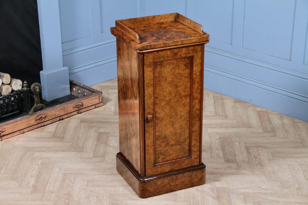 Outstanding Victorian Holland & Sons Burr Walnut Bedside Cupboard 1870 View VIII