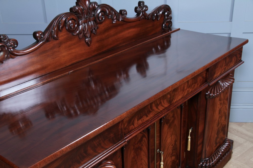 Original Antique Early Victorian Grand Flame Grain Mahogany Breakfront Chiffonier Sideboard C1850 View XIII