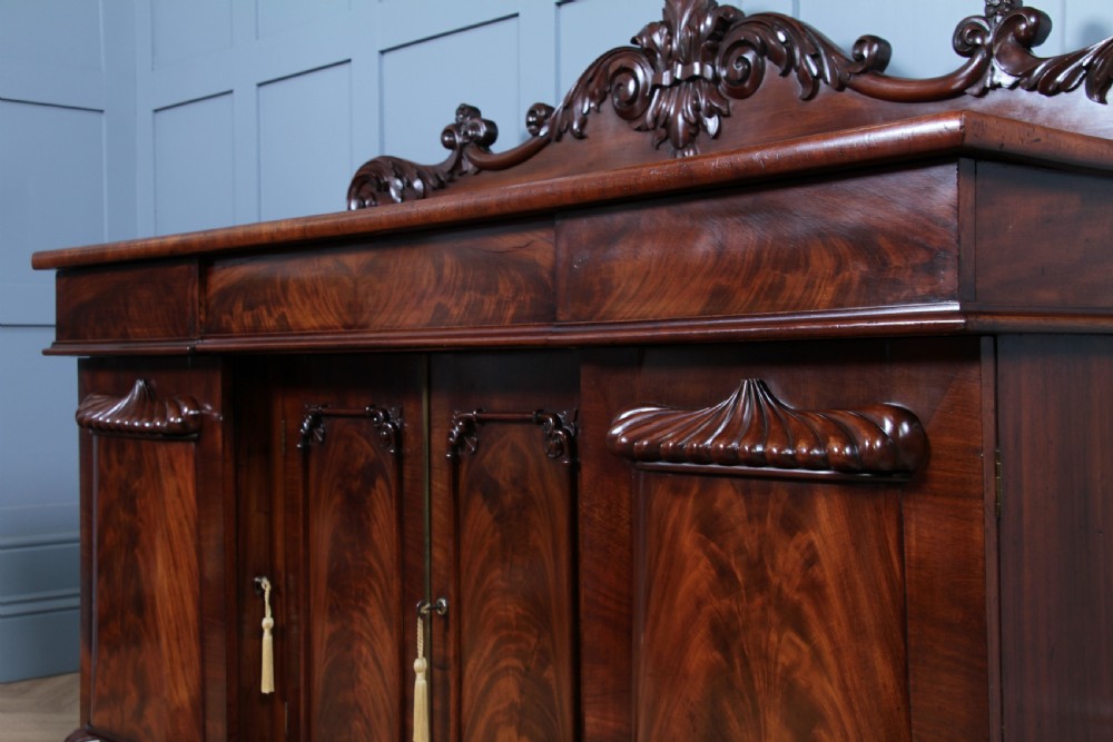 Original Antique Early Victorian Grand Flame Grain Mahogany Breakfront Chiffonier Sideboard C1850 View XIV