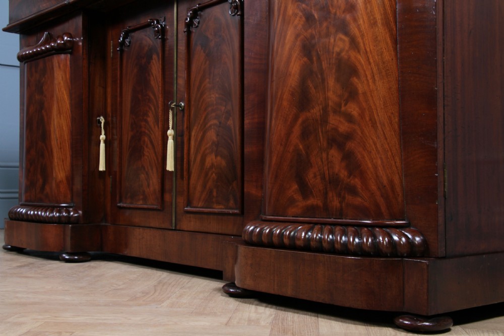 Original Antique Early Victorian Grand Flame Grain Mahogany Breakfront Chiffonier Sideboard C1850 View XV