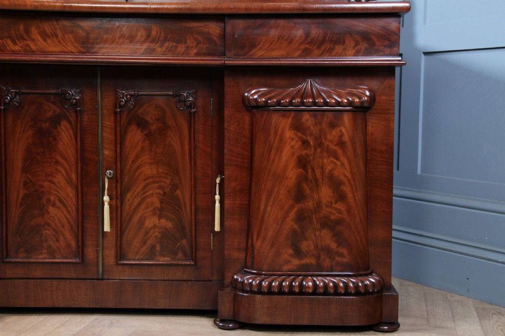 Original Antique Early Victorian Grand Flame Grain Mahogany Breakfront Chiffonier Sideboard C1850 View XVII