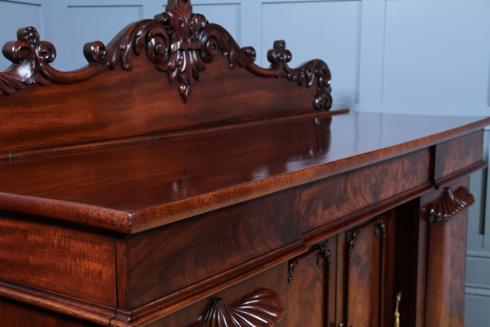 Original Antique Early Victorian Grand Flame Grain Mahogany Breakfront Chiffonier Sideboard C1850 View XVIII