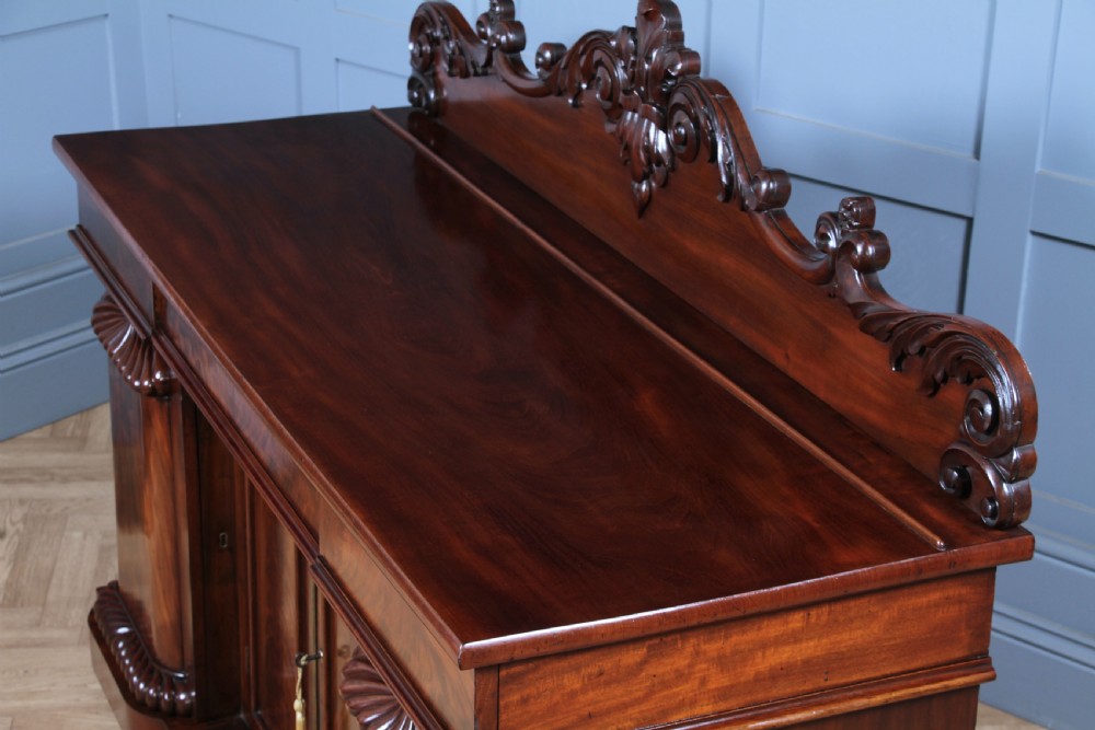 Original Antique Early Victorian Grand Flame Grain Mahogany Breakfront Chiffonier Sideboard C1850 View XIX