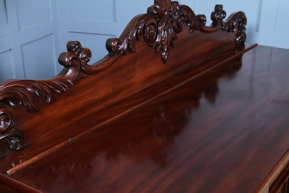 Original Antique Early Victorian Grand Flame Grain Mahogany Breakfront Chiffonier Sideboard C1850 View XX