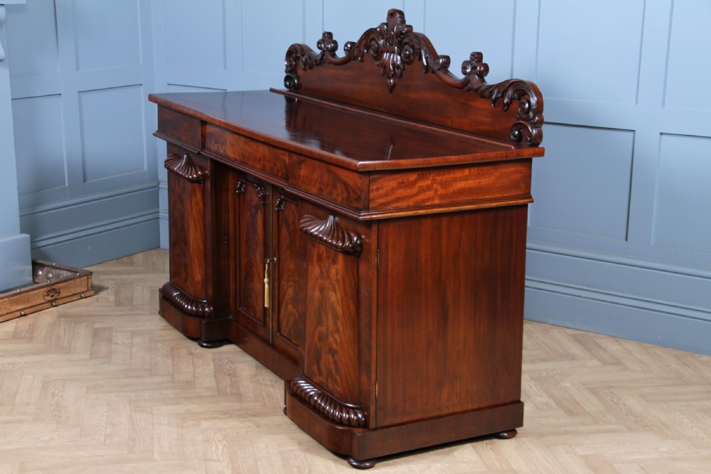 Original Antique Early Victorian Grand Flame Grain Mahogany Breakfront Chiffonier Sideboard C1850 View XXI