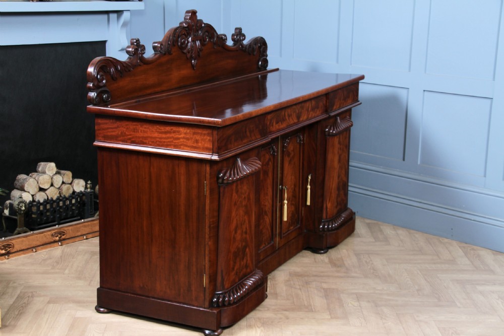 Original Antique Early Victorian Grand Flame Grain Mahogany Breakfront Chiffonier Sideboard C1850 View XXII