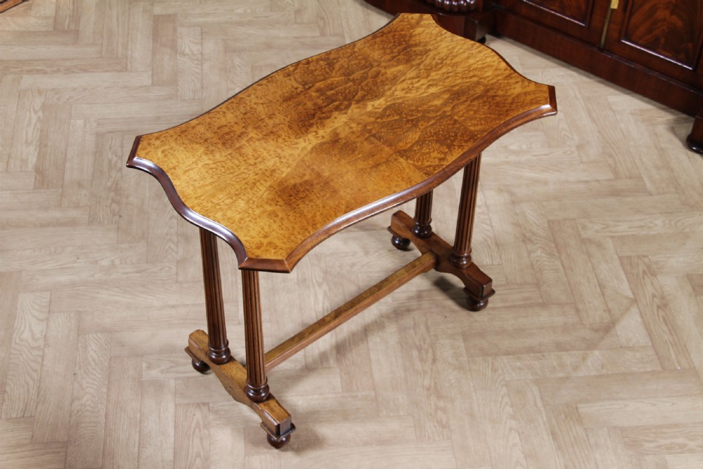 Antique Edwardian Birdseye Maple & Walnut Turned Pillar Side Hall Coffee Table View II