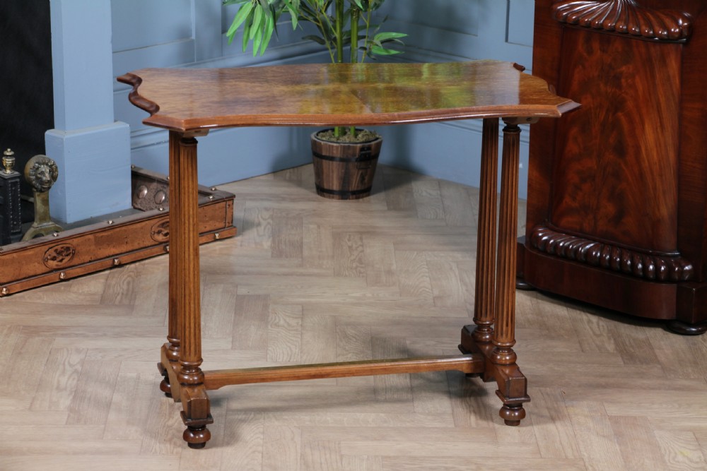 Antique Edwardian Birdseye Maple & Walnut Turned Pillar Side Hall Coffee Table View III