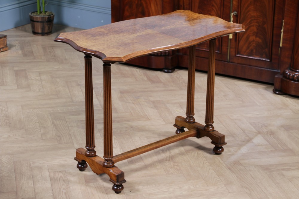 Antique Edwardian Birdseye Maple & Walnut Turned Pillar Side Hall Coffee Table View IV