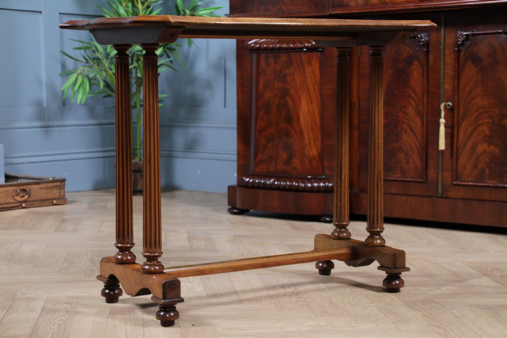 Antique Edwardian Birdseye Maple & Walnut Turned Pillar Side Hall Coffee Table View V