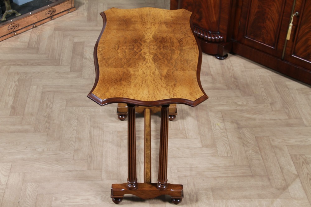 Antique Edwardian Birdseye Maple & Walnut Turned Pillar Side Hall Coffee Table View VI