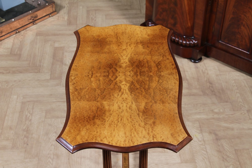 Antique Edwardian Birdseye Maple & Walnut Turned Pillar Side Hall Coffee Table View VII