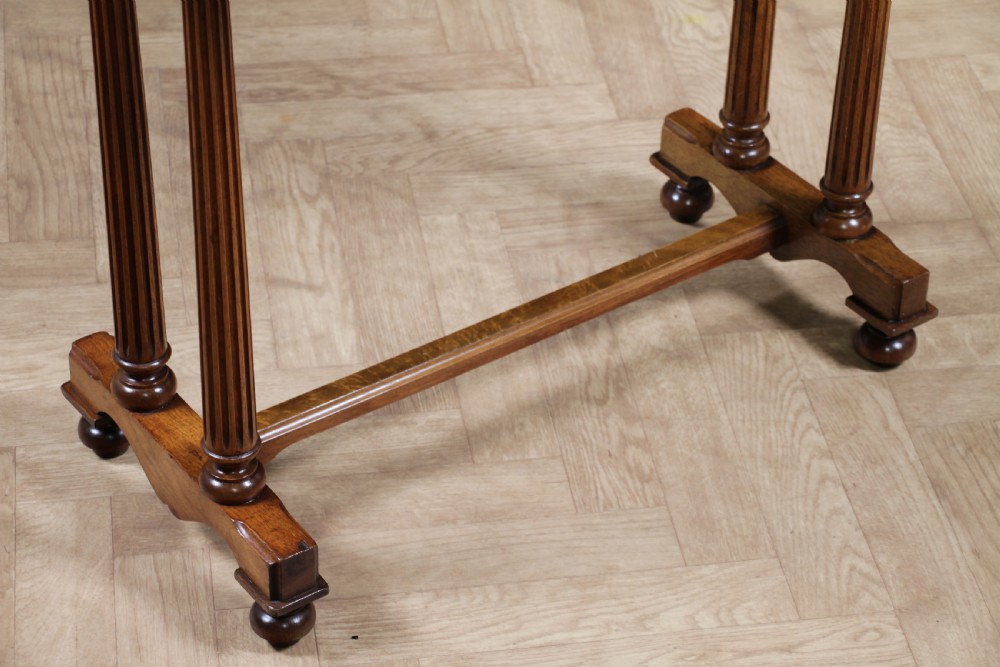 Antique Edwardian Birdseye Maple & Walnut Turned Pillar Side Hall Coffee Table View VIII