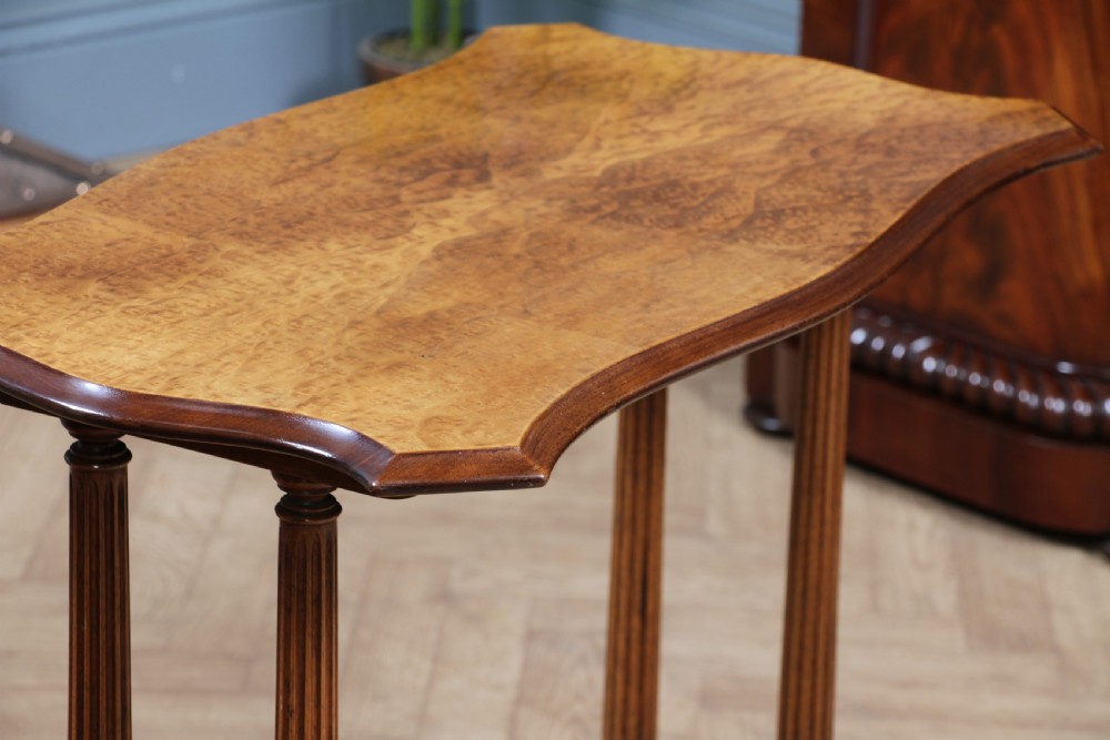 Antique Edwardian Birdseye Maple & Walnut Turned Pillar Side Hall Coffee Table View XII