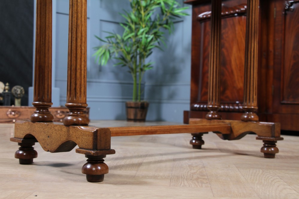 Antique Edwardian Birdseye Maple & Walnut Turned Pillar Side Hall Coffee Table View XV