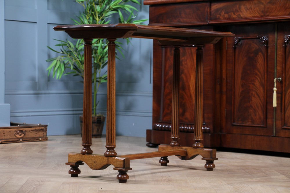 Antique Edwardian Birdseye Maple & Walnut Turned Pillar Side Hall Coffee Table View XVI