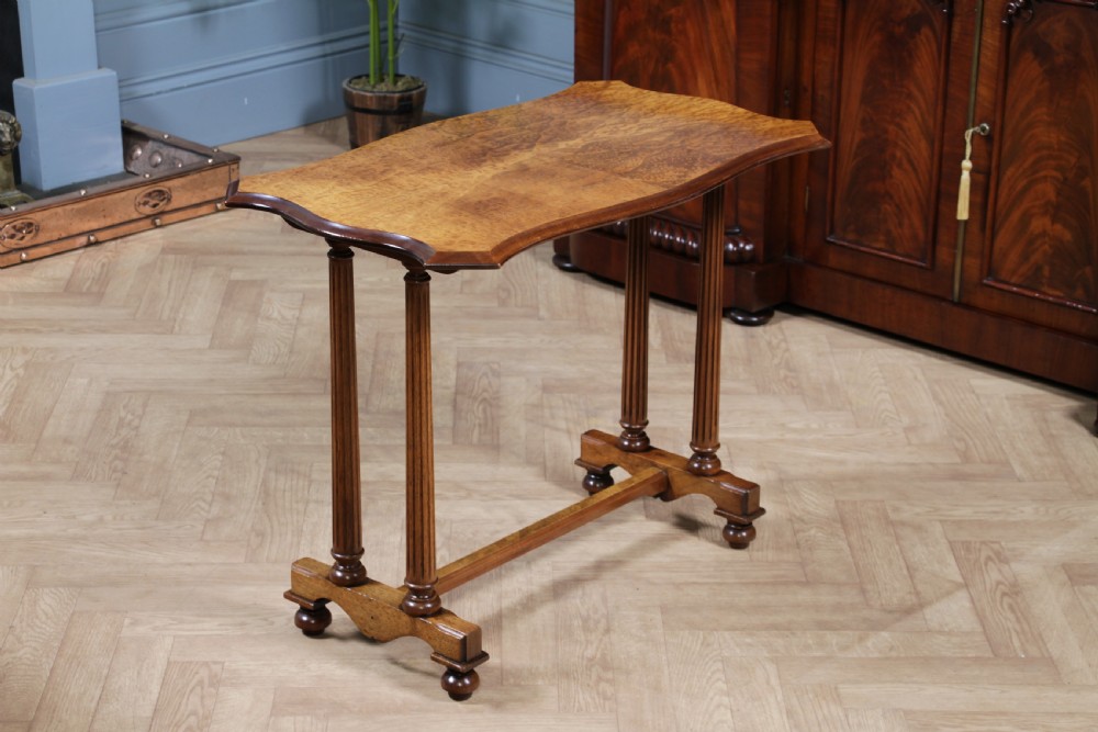 Antique Edwardian Birdseye Maple & Walnut Turned Pillar Side Hall Coffee Table View XVII