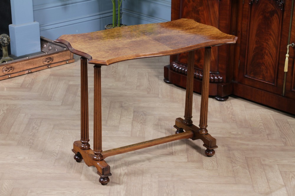 Antique Edwardian Birdseye Maple & Walnut Turned Pillar Side Hall Coffee Table View XVIII