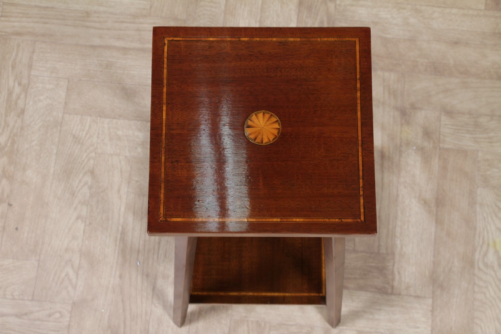 Antique Edwardian Mahogany Inlaid 2 Tier Jardiniere Plant Table View VII