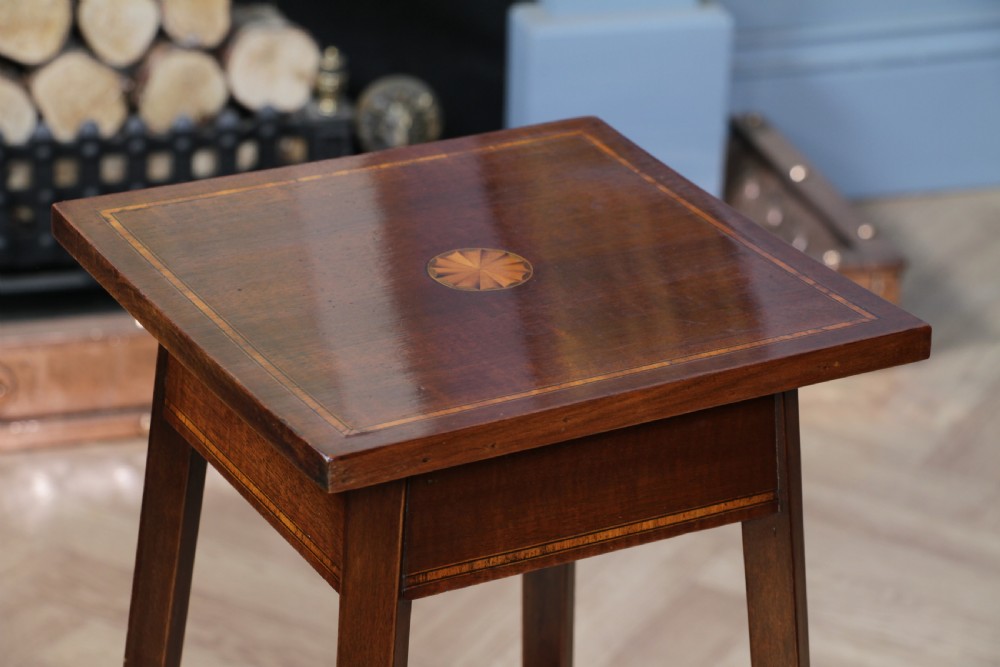 Antique Edwardian Mahogany Inlaid 2 Tier Jardiniere Plant Table View IX