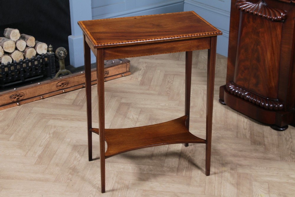 Edwardian Flame Mahogany Chequer edge Inlaid Side Table