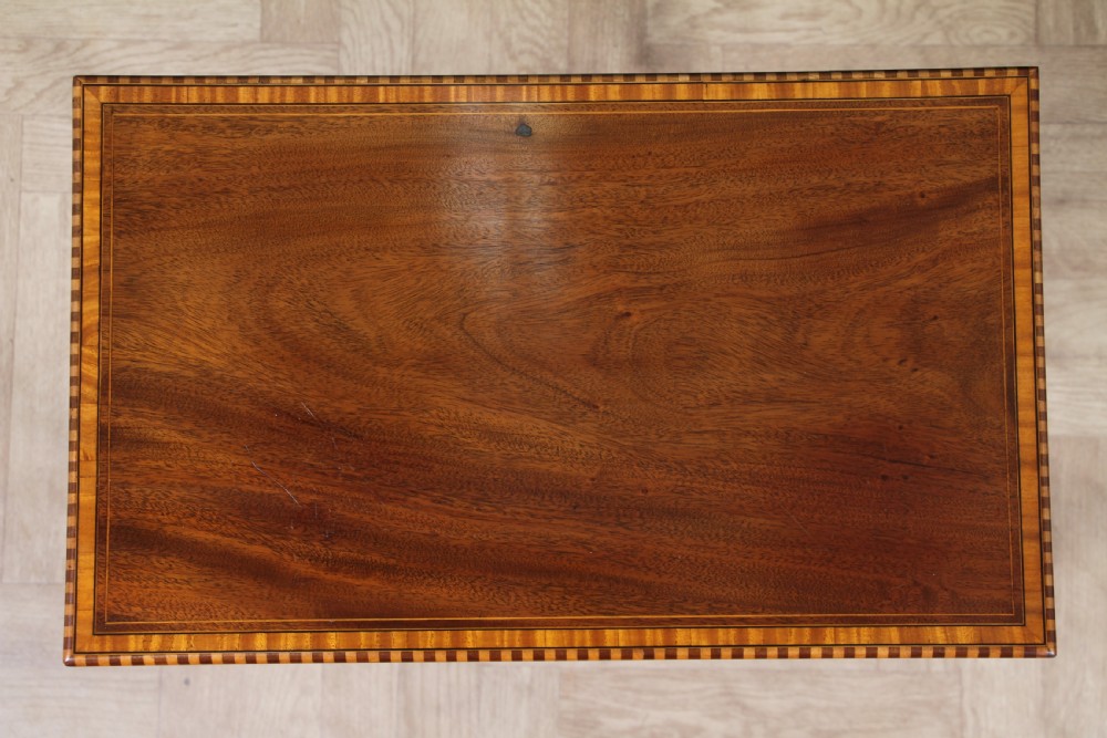 Edwardian Flame Mahogany Chequer edge Inlaid Side Table View II