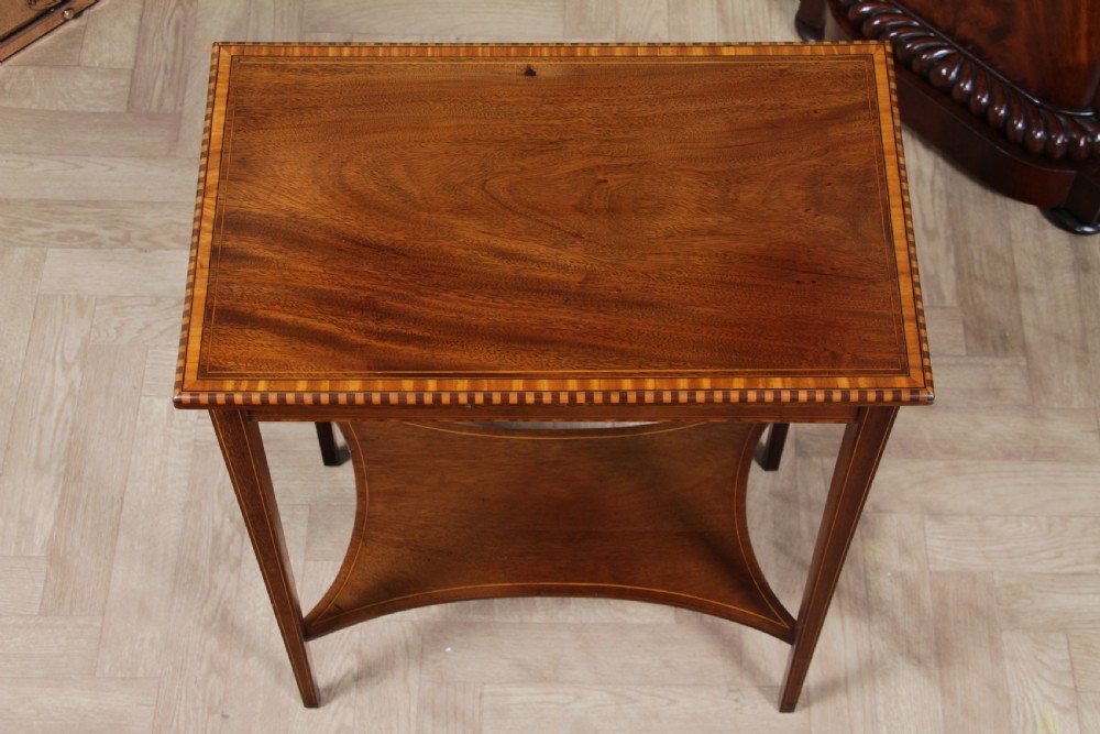 Edwardian Flame Mahogany Chequer edge Inlaid Side Table View III