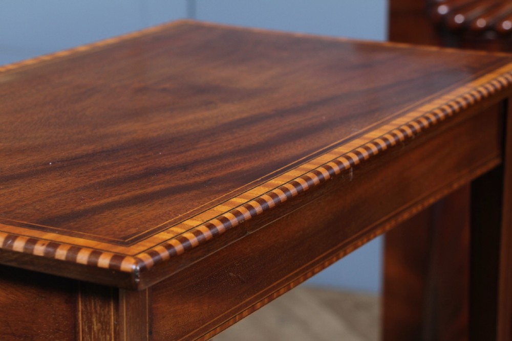 Edwardian Flame Mahogany Chequer edge Inlaid Side Table View VI
