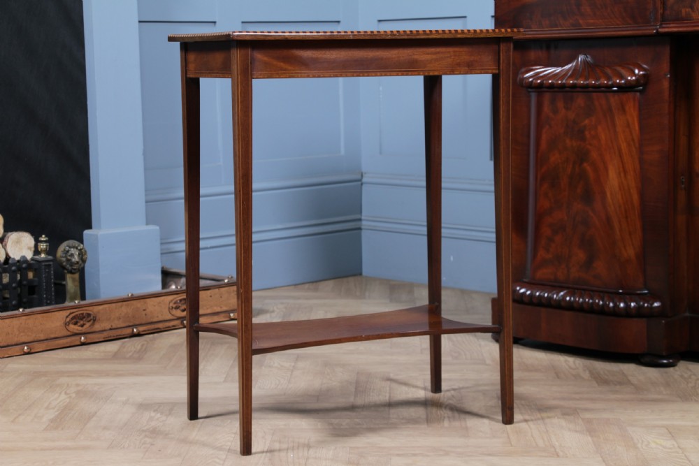Edwardian Flame Mahogany Chequer edge Inlaid Side Table View VIII