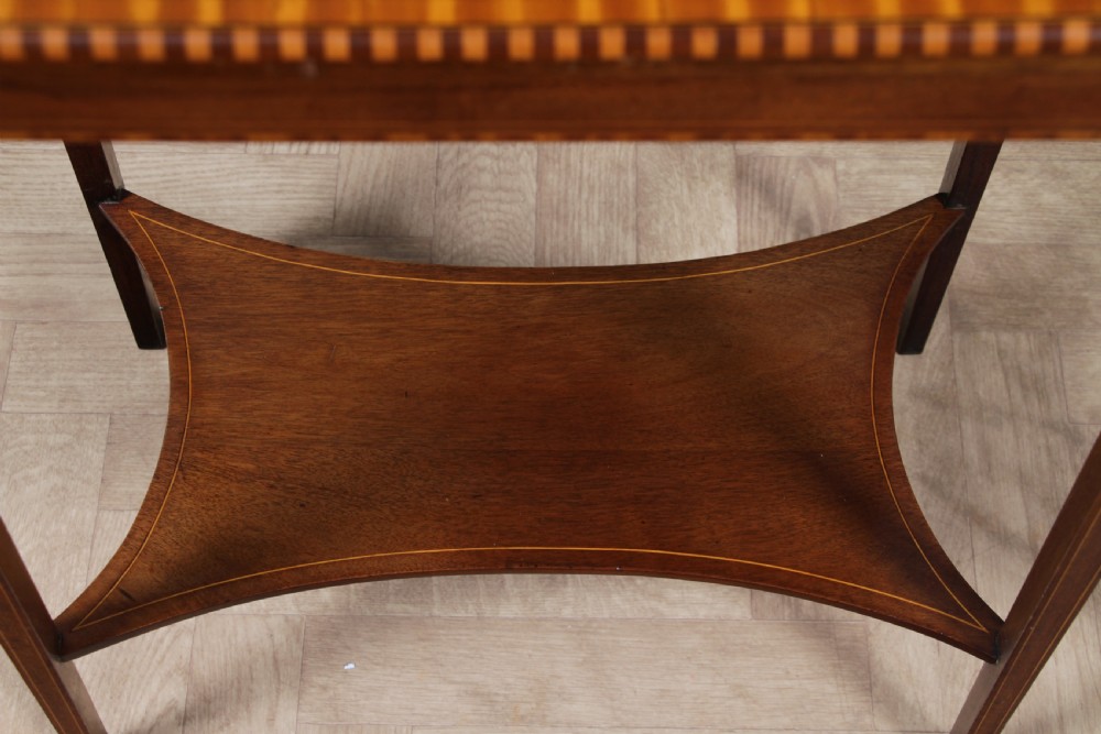 Edwardian Flame Mahogany Chequer edge Inlaid Side Table View X