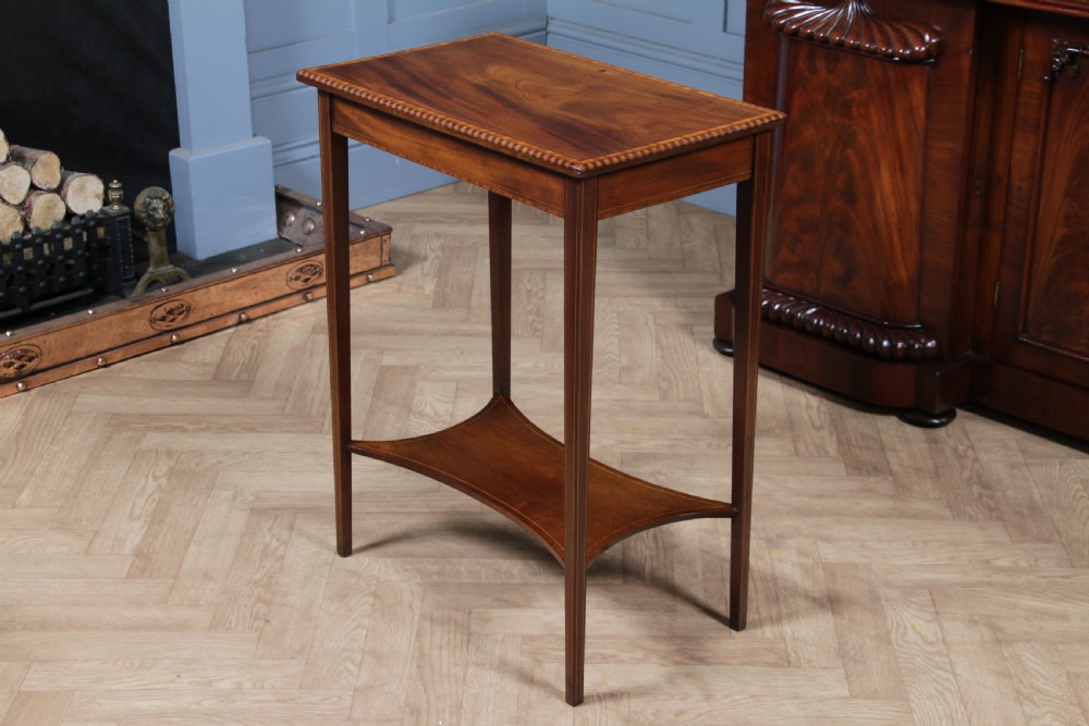 Edwardian Flame Mahogany Chequer edge Inlaid Side Table View XVI