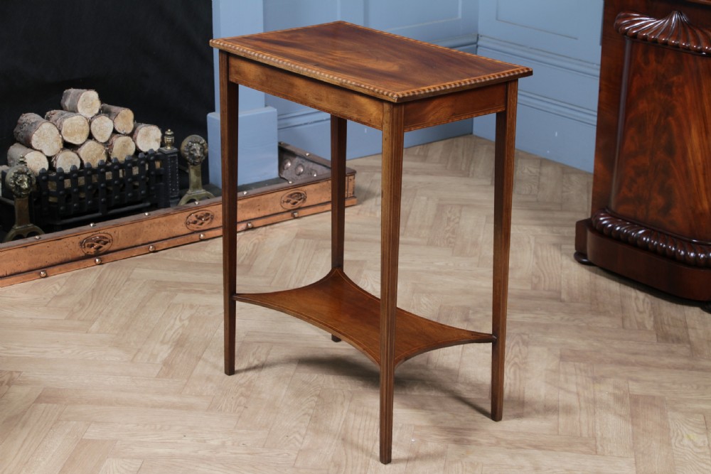 Edwardian Flame Mahogany Chequer edge Inlaid Side Table View XVII