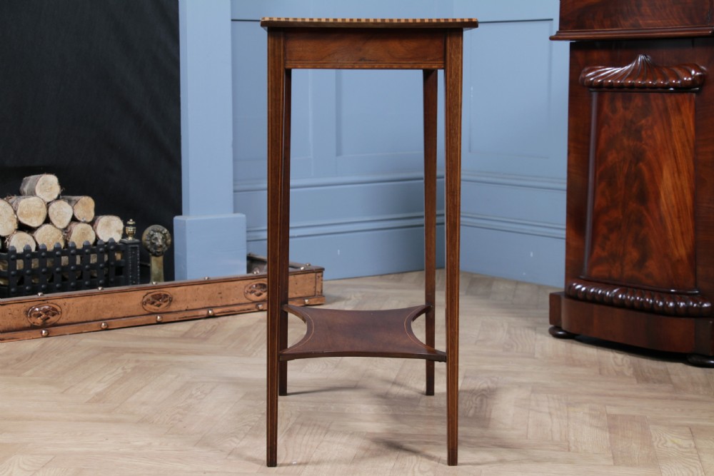 Edwardian Flame Mahogany Chequer edge Inlaid Side Table View XVIII