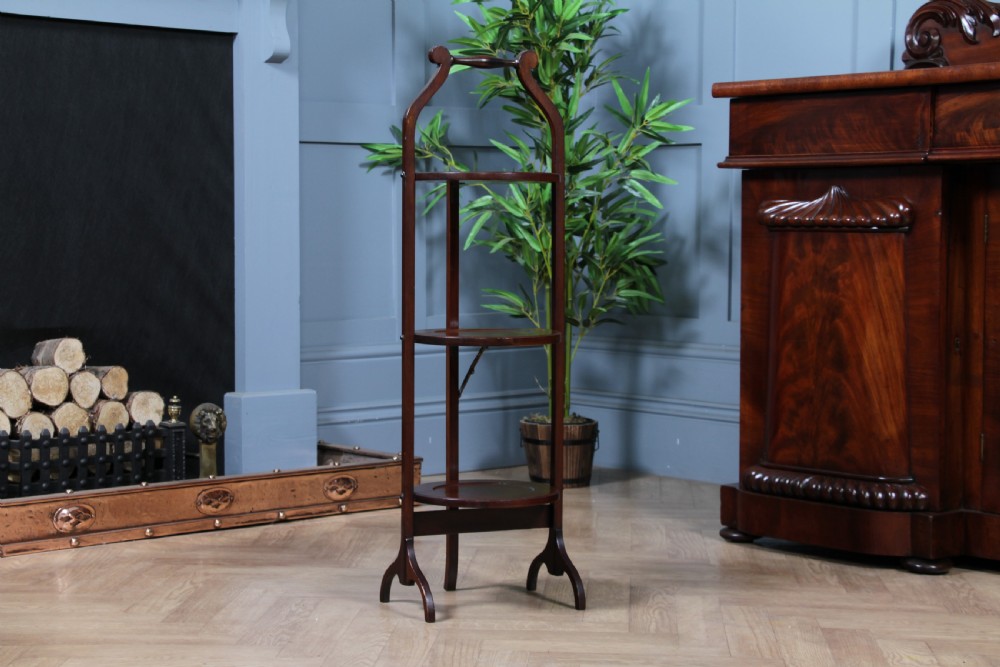 Antique Edwardian Solid Mahogany 3 Tier Folding Cake Stand Stand Vintage 1920's View IX