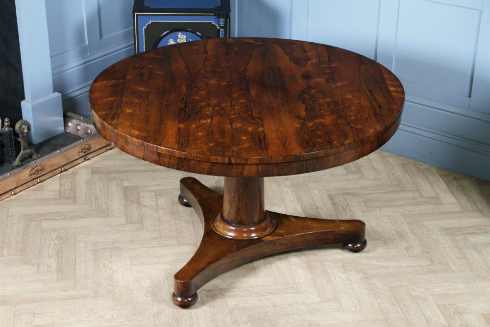 Antique Regency William IV Rosewood Grand Tilt Top Round Dining Table Restored C1830 View III