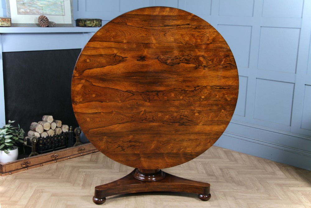 Antique Regency William IV Rosewood Grand Tilt Top Round Dining Table Restored C1830 View IV
