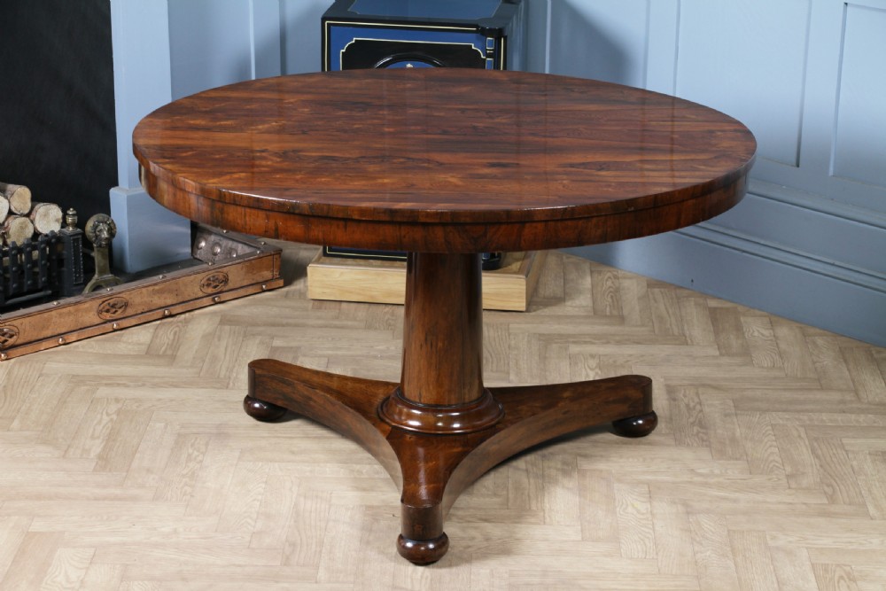Antique Regency William IV Rosewood Grand Tilt Top Round Dining Table Restored C1830 View VI