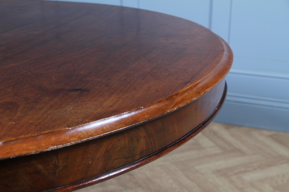 Antique Victorian Solid Mahogany Carved Tilt Top Round Breakfast Dining Table View XII