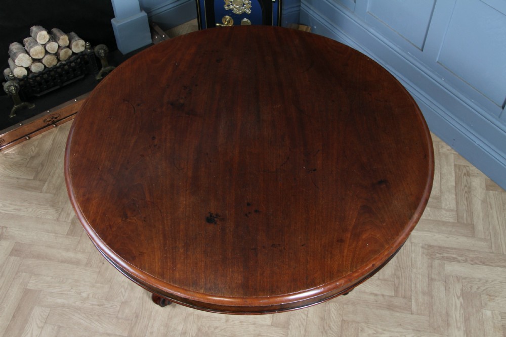 Antique Victorian Solid Mahogany Carved Tilt Top Round Breakfast Dining Table View XIV