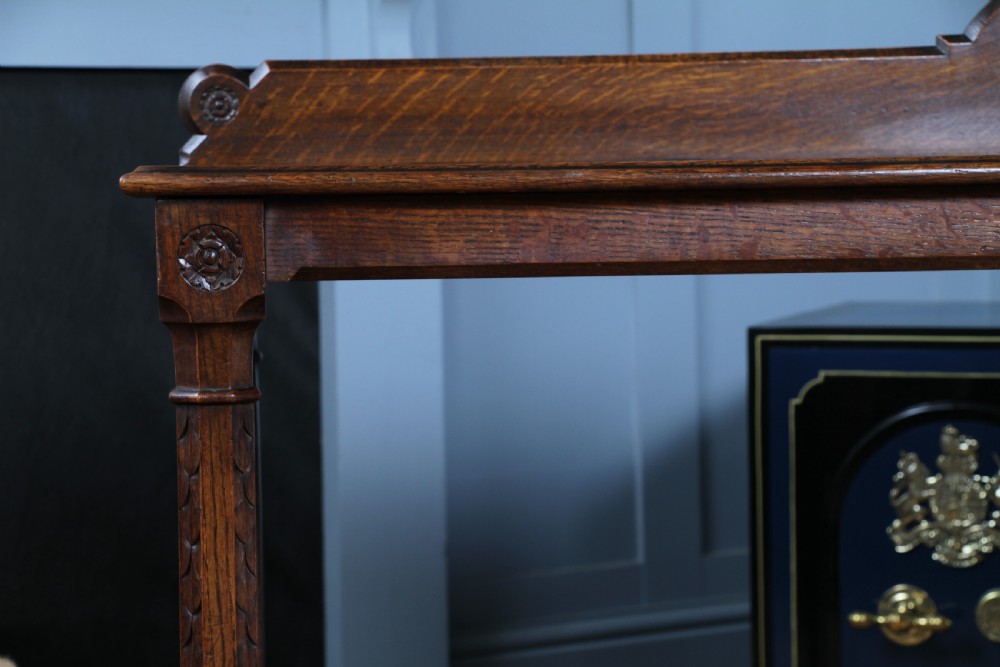 Original Antique Victorian Oak Gothic Revival Serving Buffet Table  View X