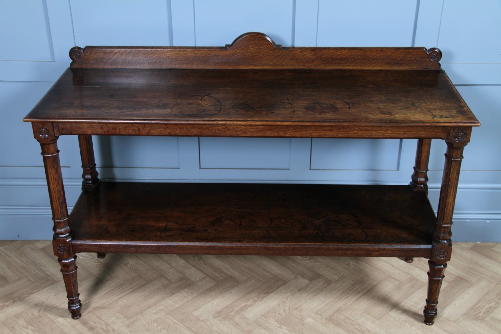 Original Antique Victorian Oak Gothic Revival Serving Buffet Table  View XII