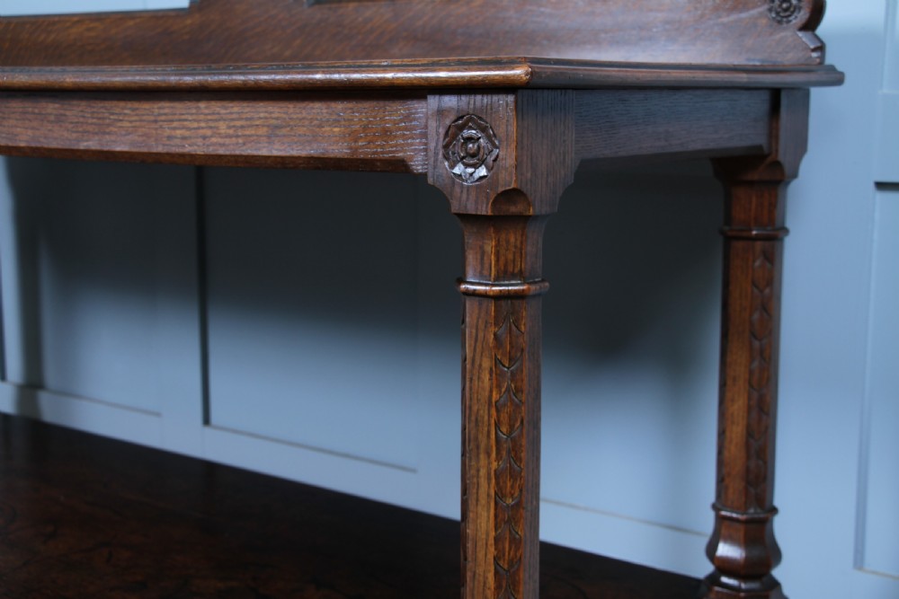 Original Antique Victorian Oak Gothic Revival Serving Buffet Table  View XIV