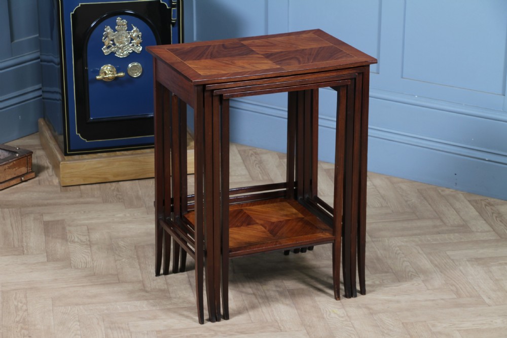 Antique 19th Century French Louis Phillipe Nest of Four Solid Kingwood Inlaid Tables