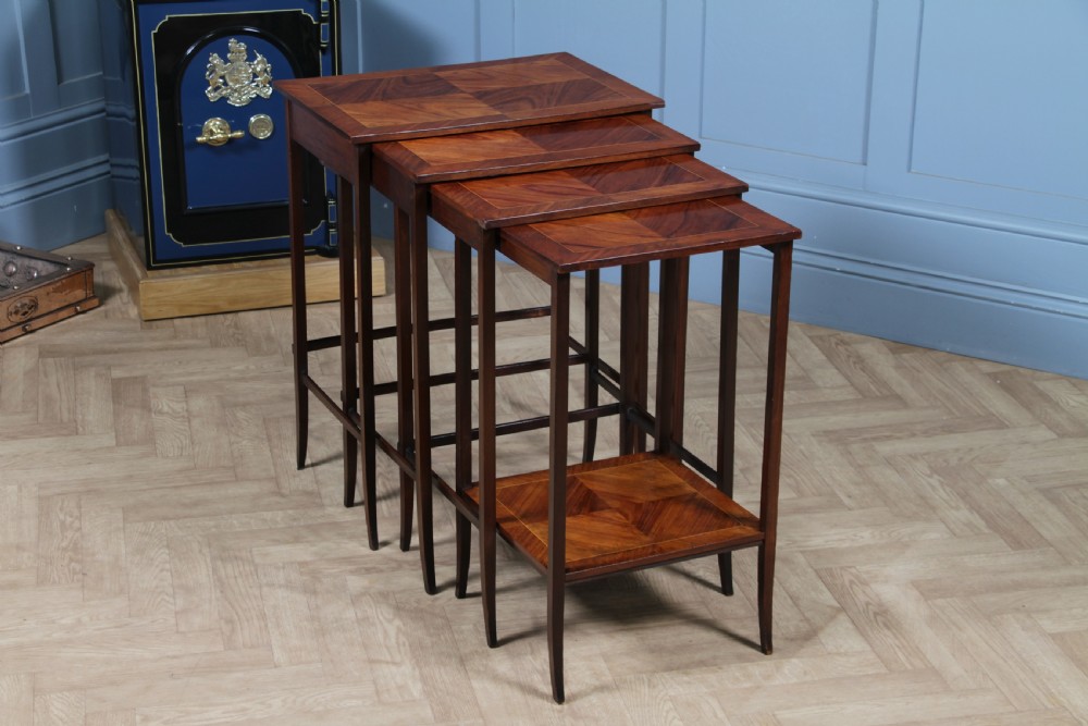 Antique 19th Century French Louis Phillipe Nest of Four Solid Kingwood Inlaid Tables View II
