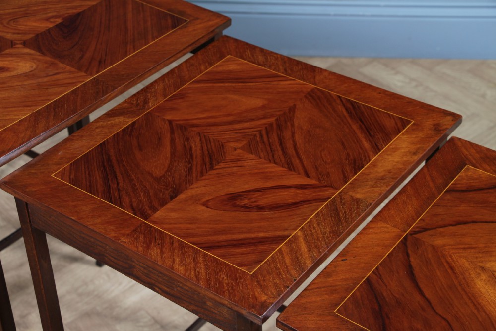 Antique 19th Century French Louis Phillipe Nest of Four Solid Kingwood Inlaid Tables View VI