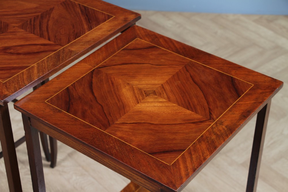 Antique 19th Century French Louis Phillipe Nest of Four Solid Kingwood Inlaid Tables View VII