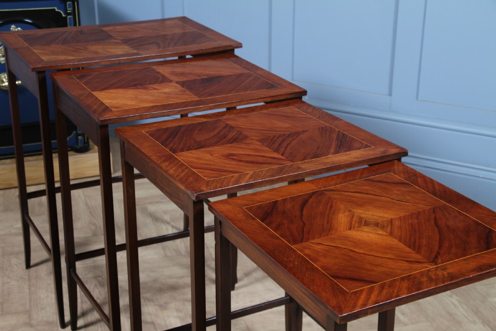Antique 19th Century French Louis Phillipe Nest of Four Solid Kingwood Inlaid Tables View IX