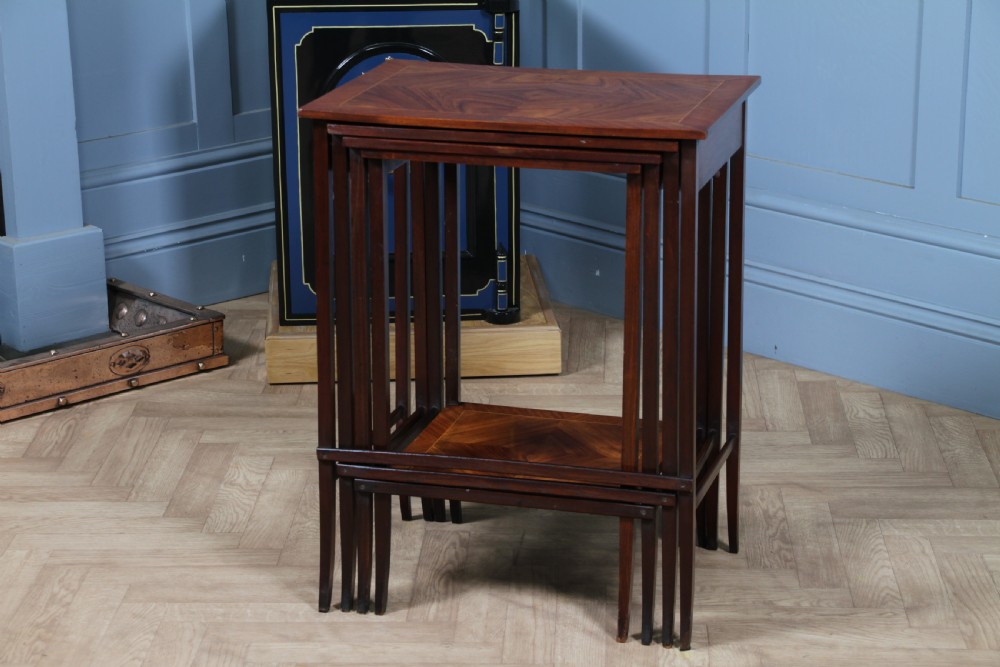 Antique 19th Century French Louis Phillipe Nest of Four Solid Kingwood Inlaid Tables View XI